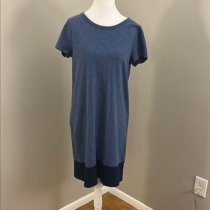 Boden Colorblock Heather Blue T-Shirt Dress, Sz 6R
